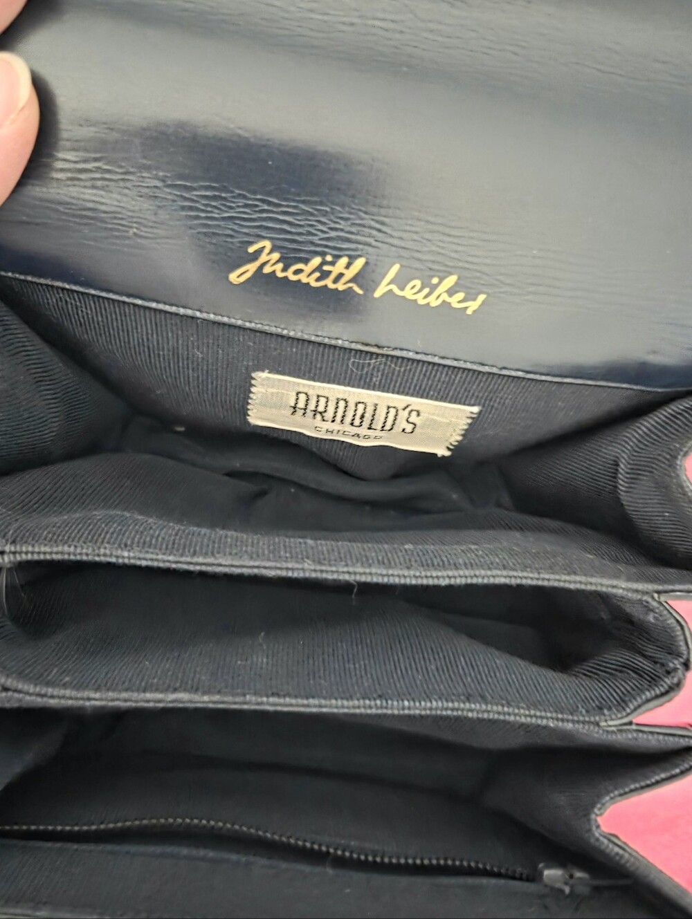 Judith Leiber Black Patent Leather Top-Handle Box Bag with Gold Hardware - Picture 4 of 11
